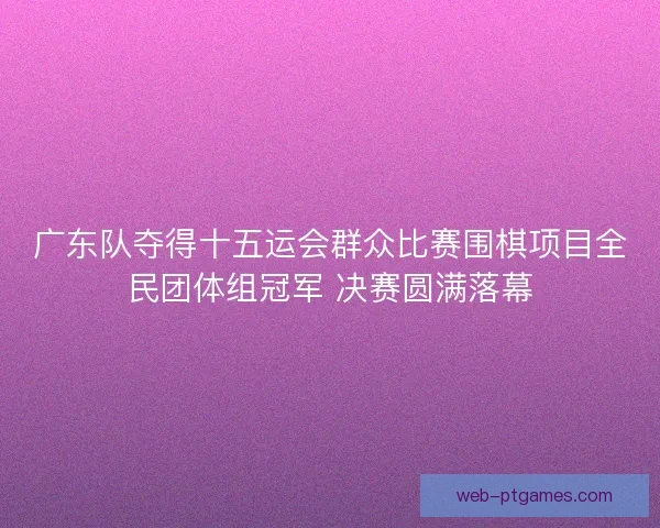 广东队夺得十五运会群众比赛围棋项目全民团体组冠军 决赛圆满落幕